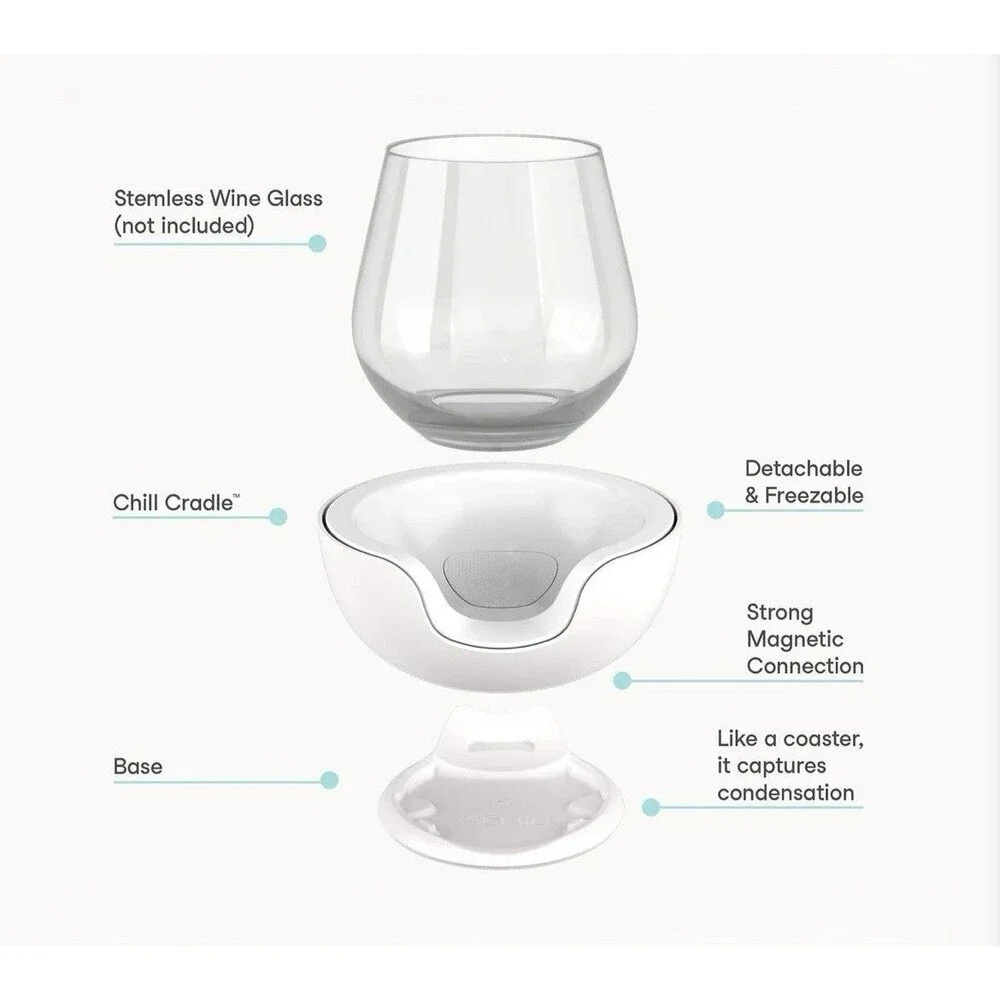 VoChill Stemless Wine Glass Chiller NEW